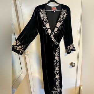 Johnny Was velvet floral kimono wrap dress